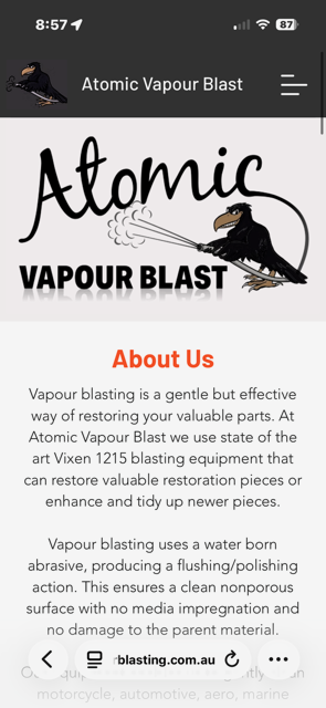 Atomic Vapour Blasting mobile website preview