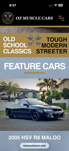 Oz Muscle Cars mobile website preview
