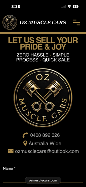 Oz Muscle Cars mobile website preview