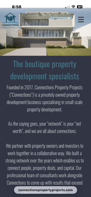 Property Connections mobile website preview