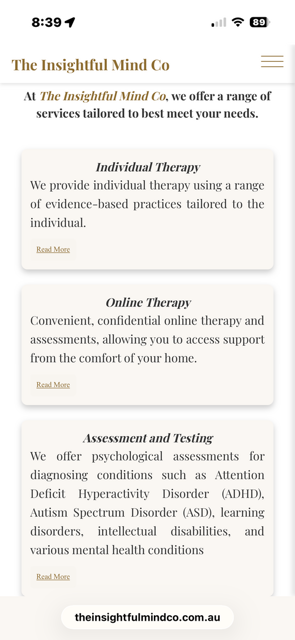 The Insightful Mind Co. mobile website preview