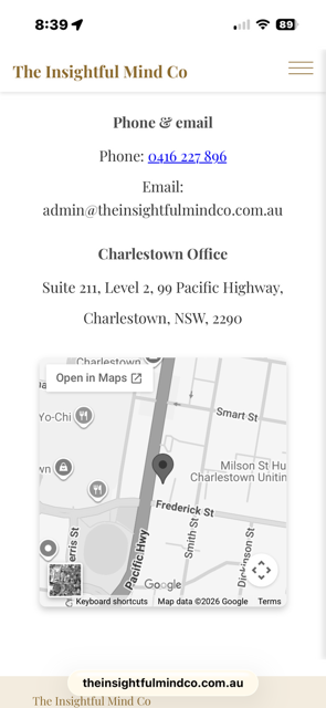 The Insightful Mind Co. mobile website preview